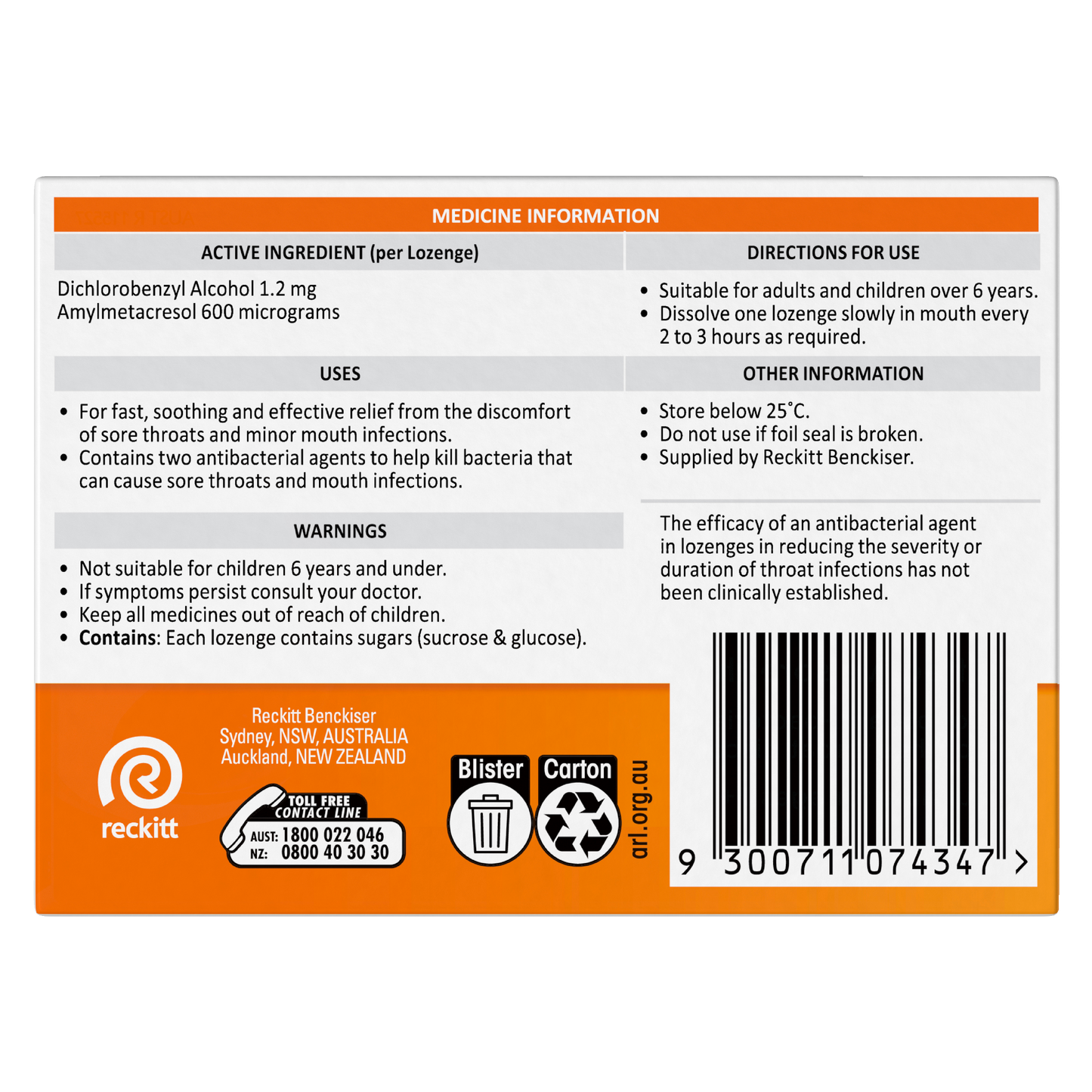 Strepsils Sore Throat Relief Orange 16 Pack