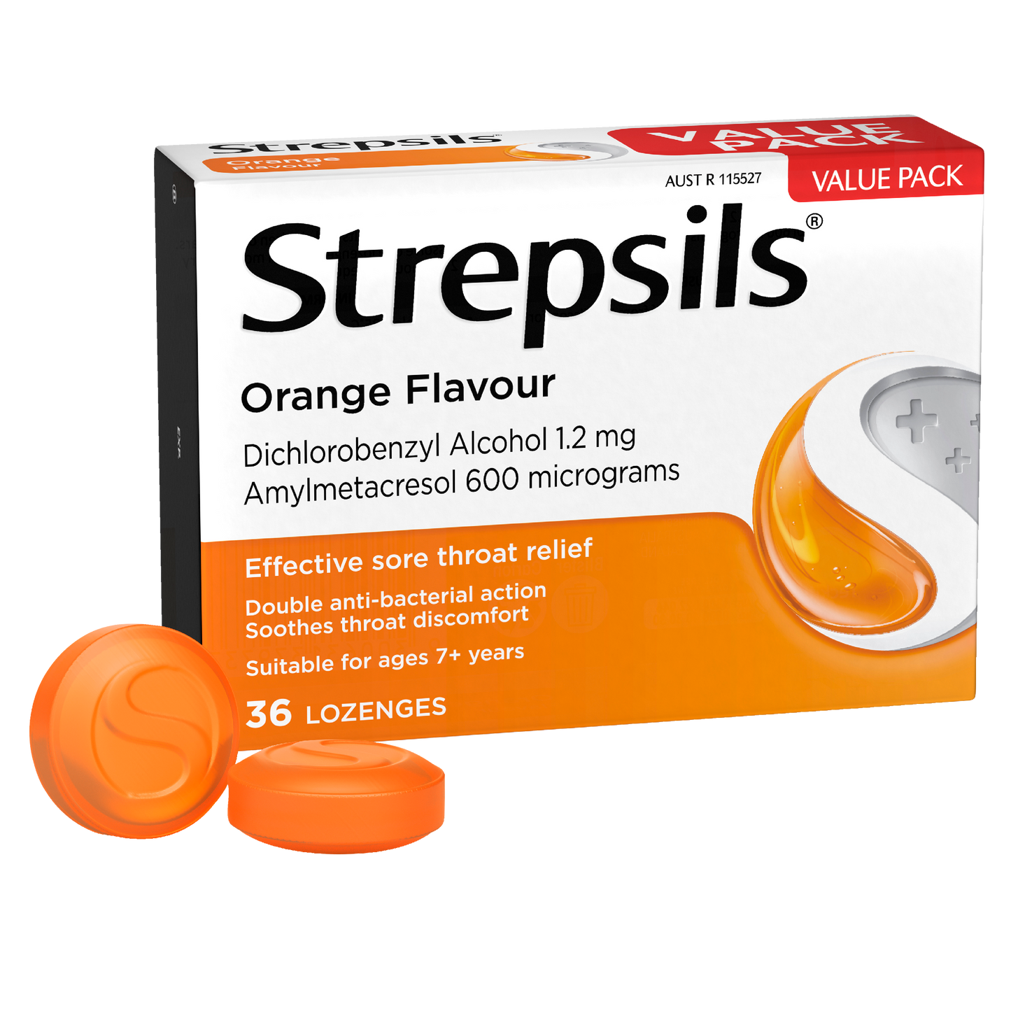Strepsils Sore Throat Relief Orange 36 Pack