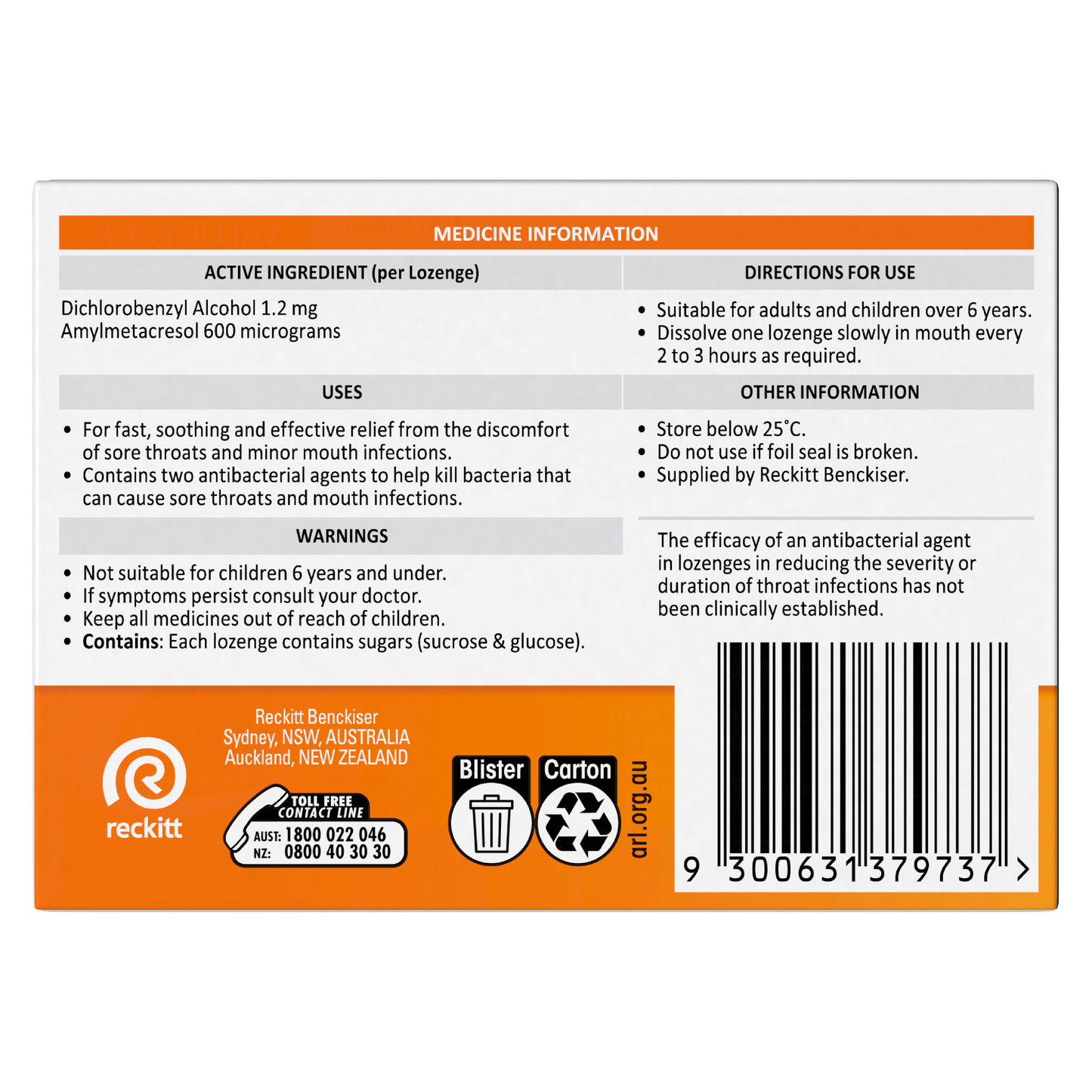 Strepsils Sore Throat Relief Orange 36 Pack