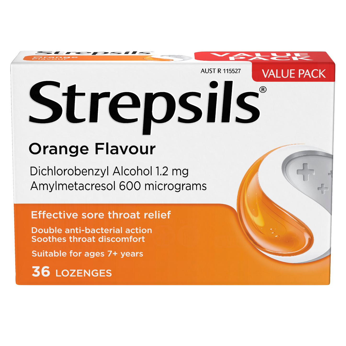 Strepsils Sore Throat Relief Orange 36 Pack
