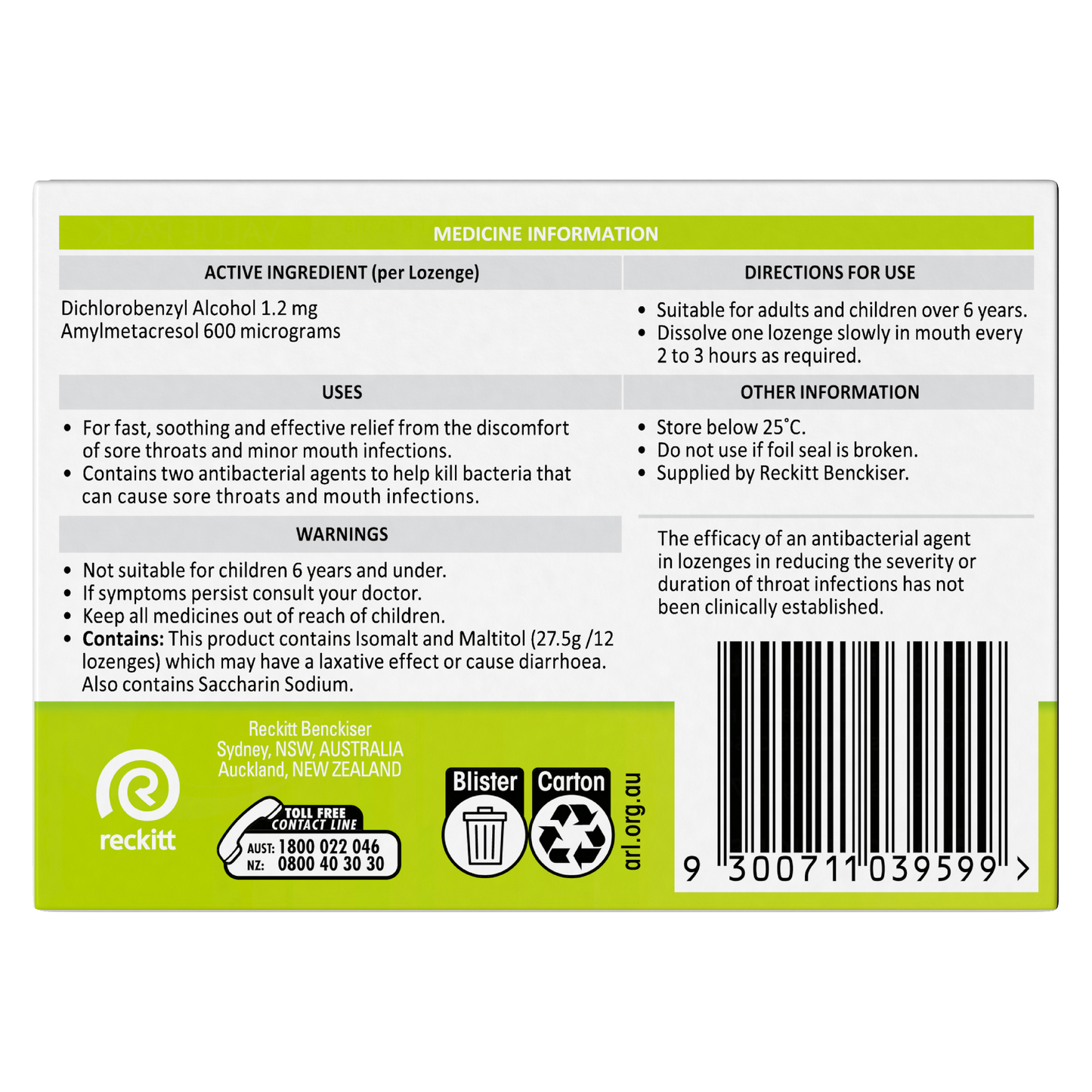 Strepsils Sore Throat Relief Sugar Free Lemon 36 Pack