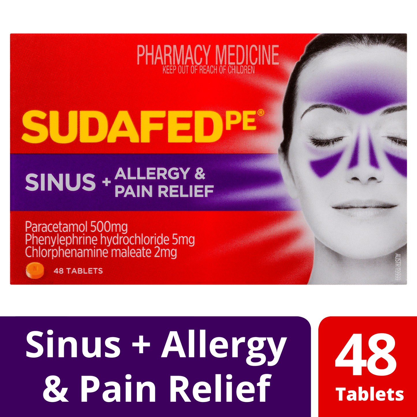 Sudafed PE Sinus + Allergy & Pain Relief Tablets 48 Pack