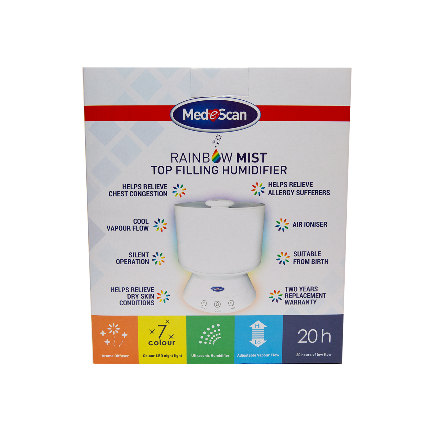 Rainbow Mist Top Fill Ultrasonic Cool Mist Humidifier