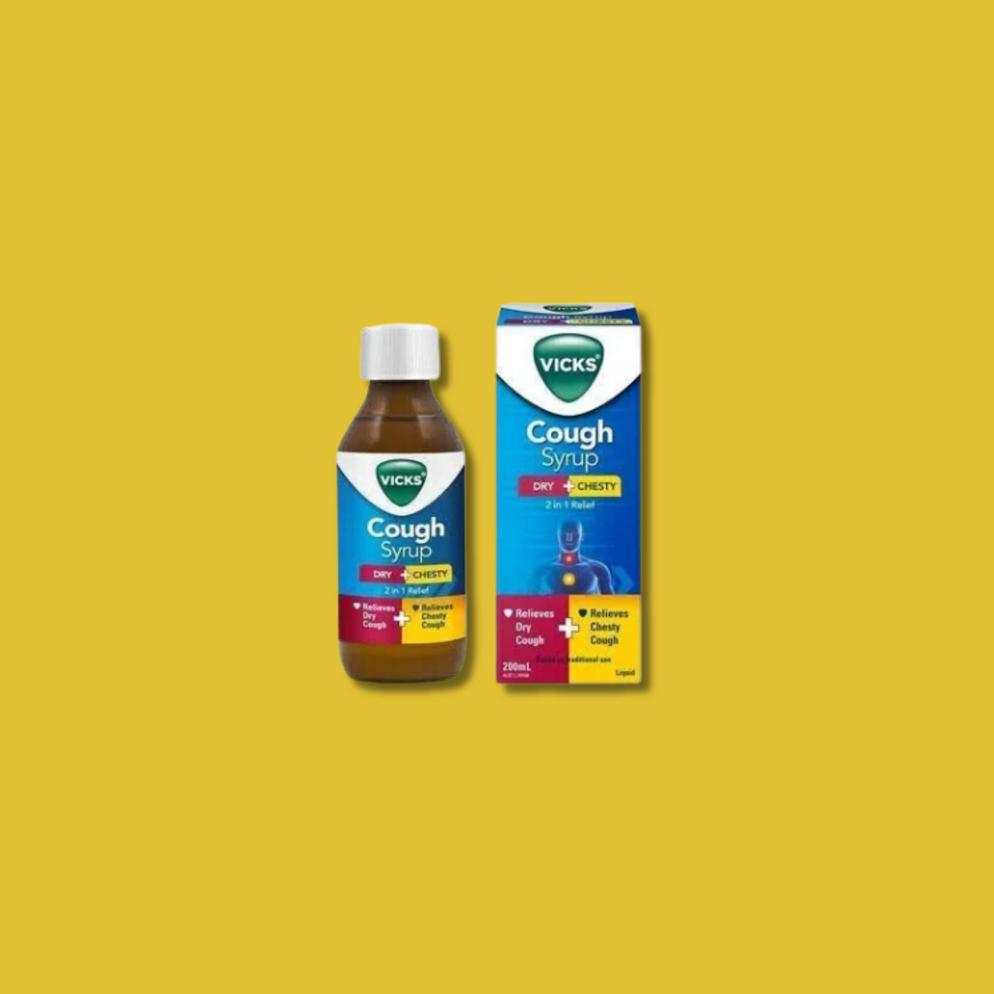 Vicks Cough Syrup Dry + Chesty 200ml