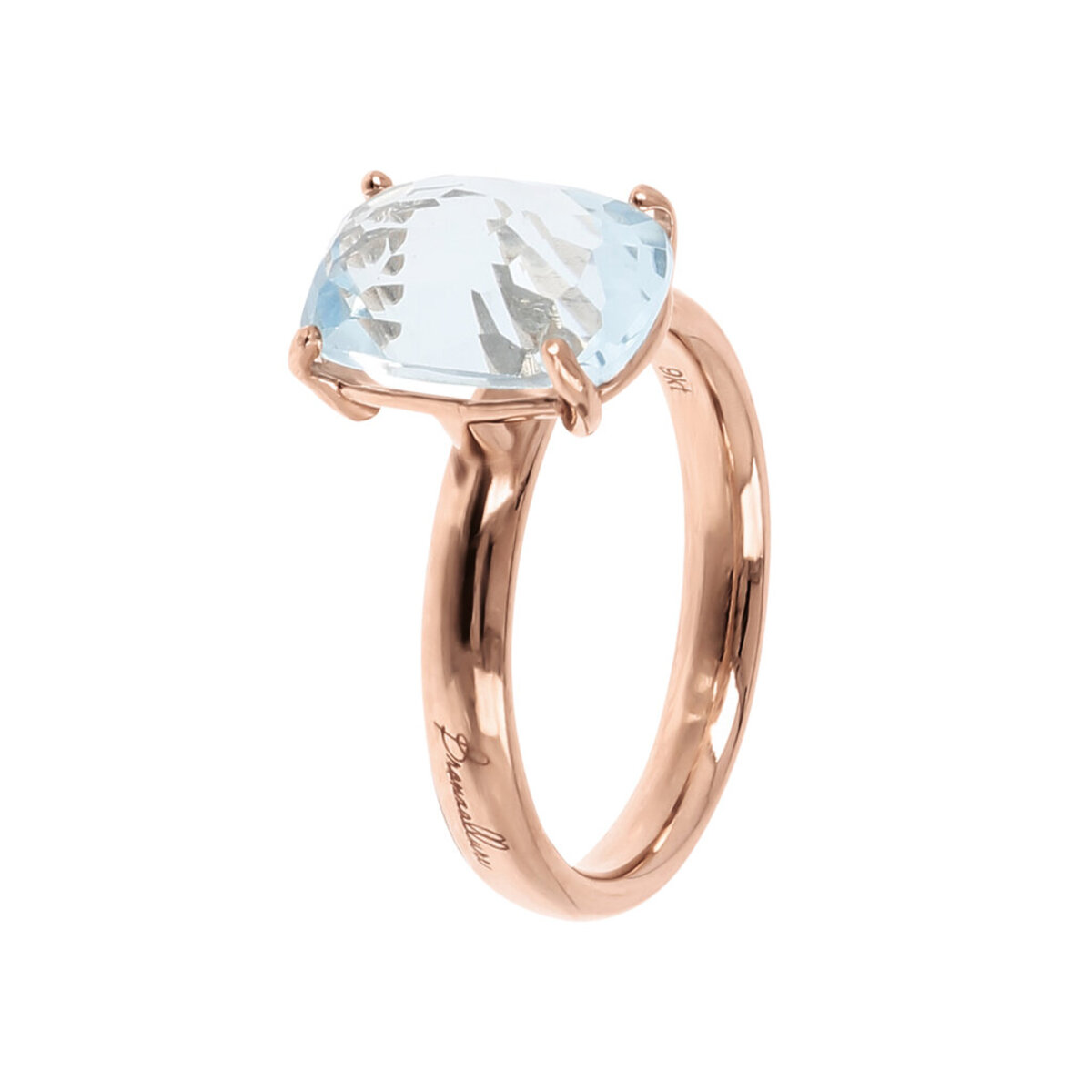 9Kt Gold Cocktail Ring with Rectangular Natural Stone