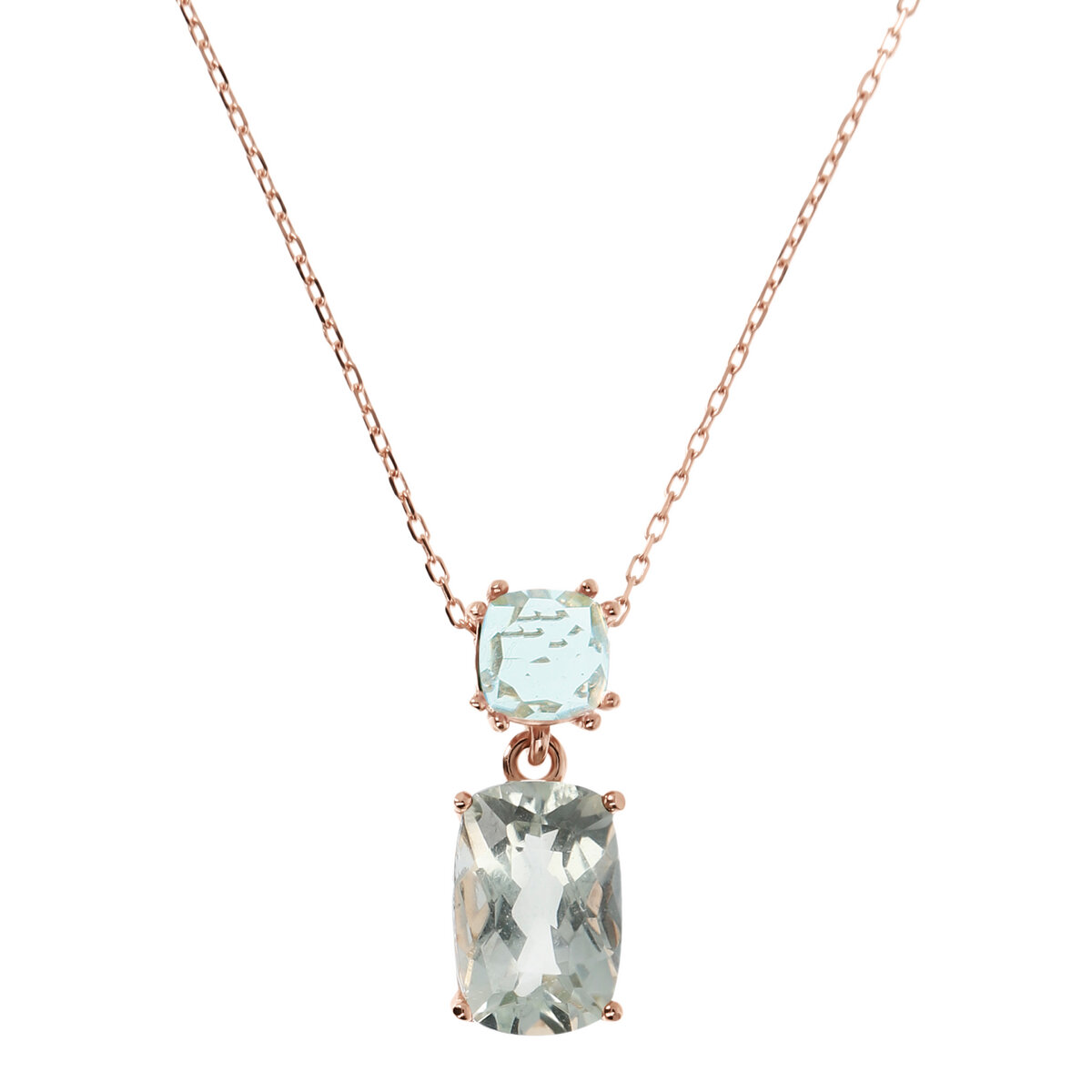 9Kt Gold Necklace with Rolo Chain and Natural Stone Pendant