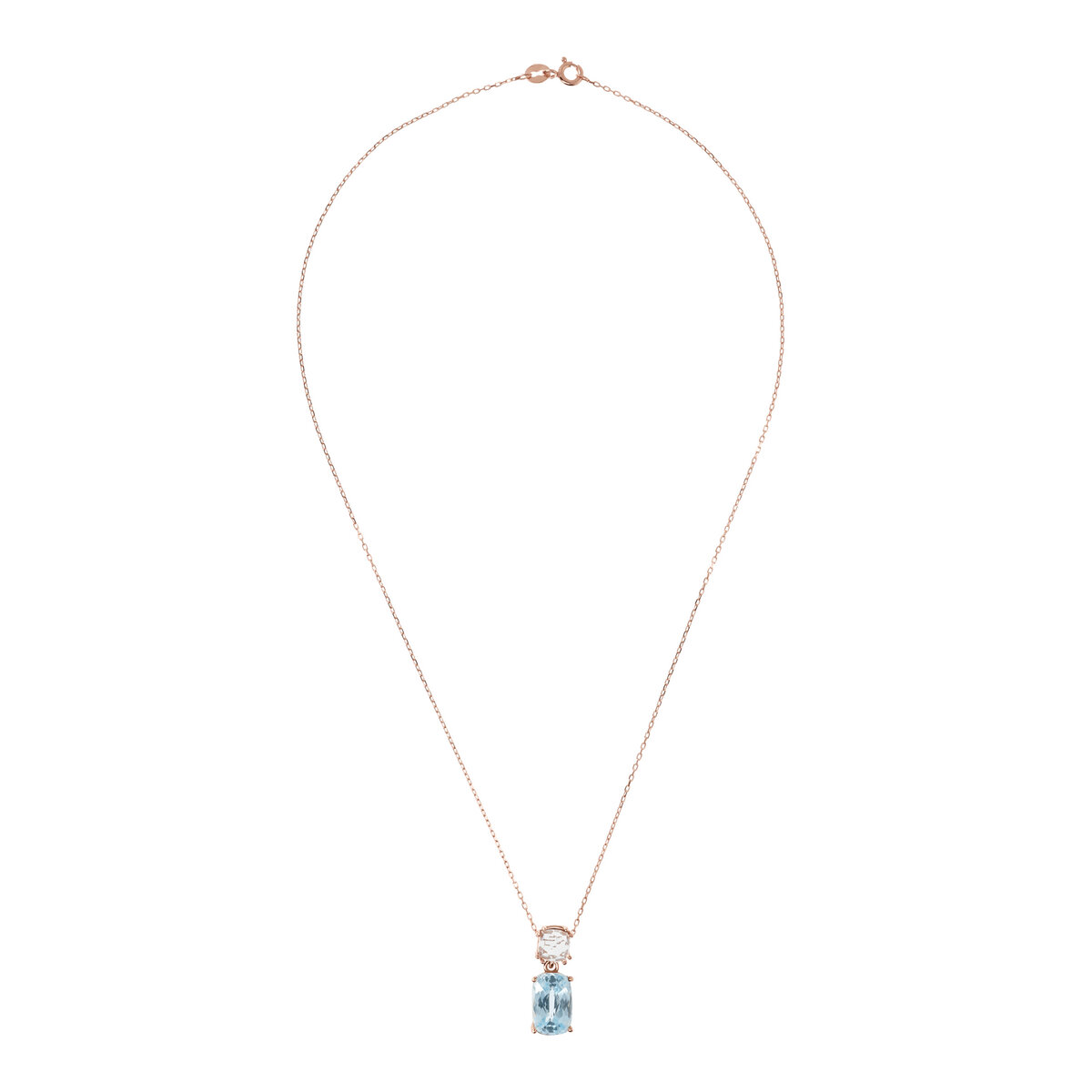 9Kt Gold Necklace with Rolo Chain and Natural Stone Pendant