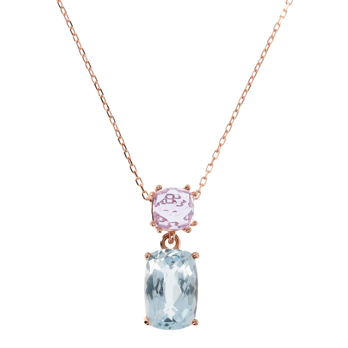 9Kt Gold Necklace with Rolo Chain and Natural Stone Pendant