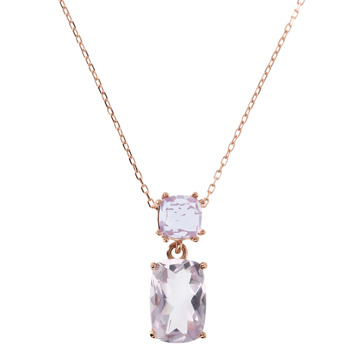 9Kt Gold Necklace with Rolo Chain and Natural Stone Pendant