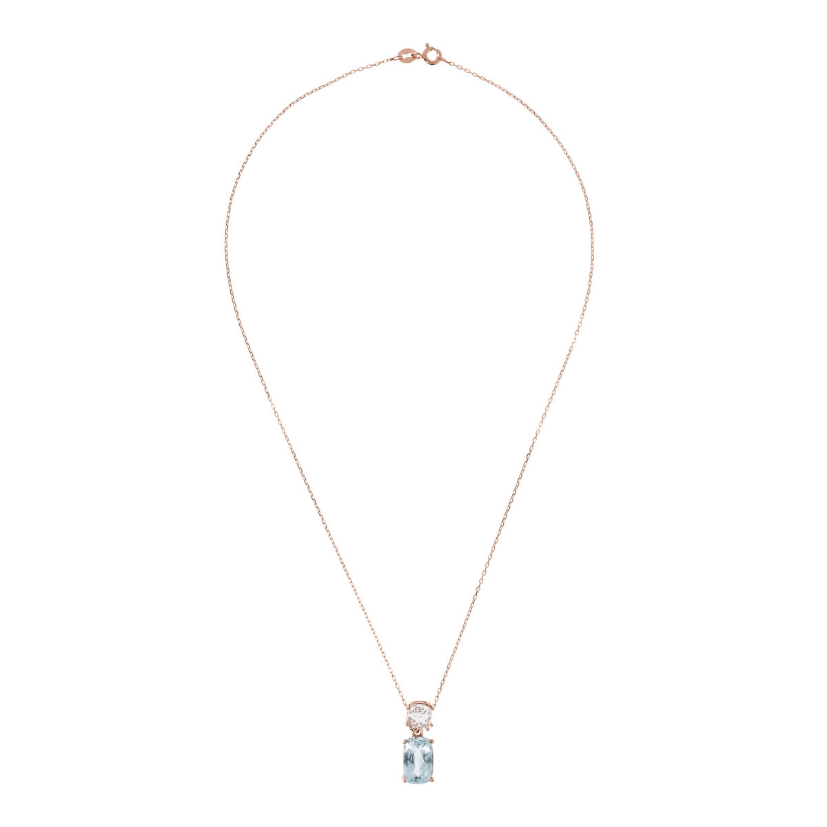 9Kt Gold Necklace with Rolo Chain and Natural Stone Pendant