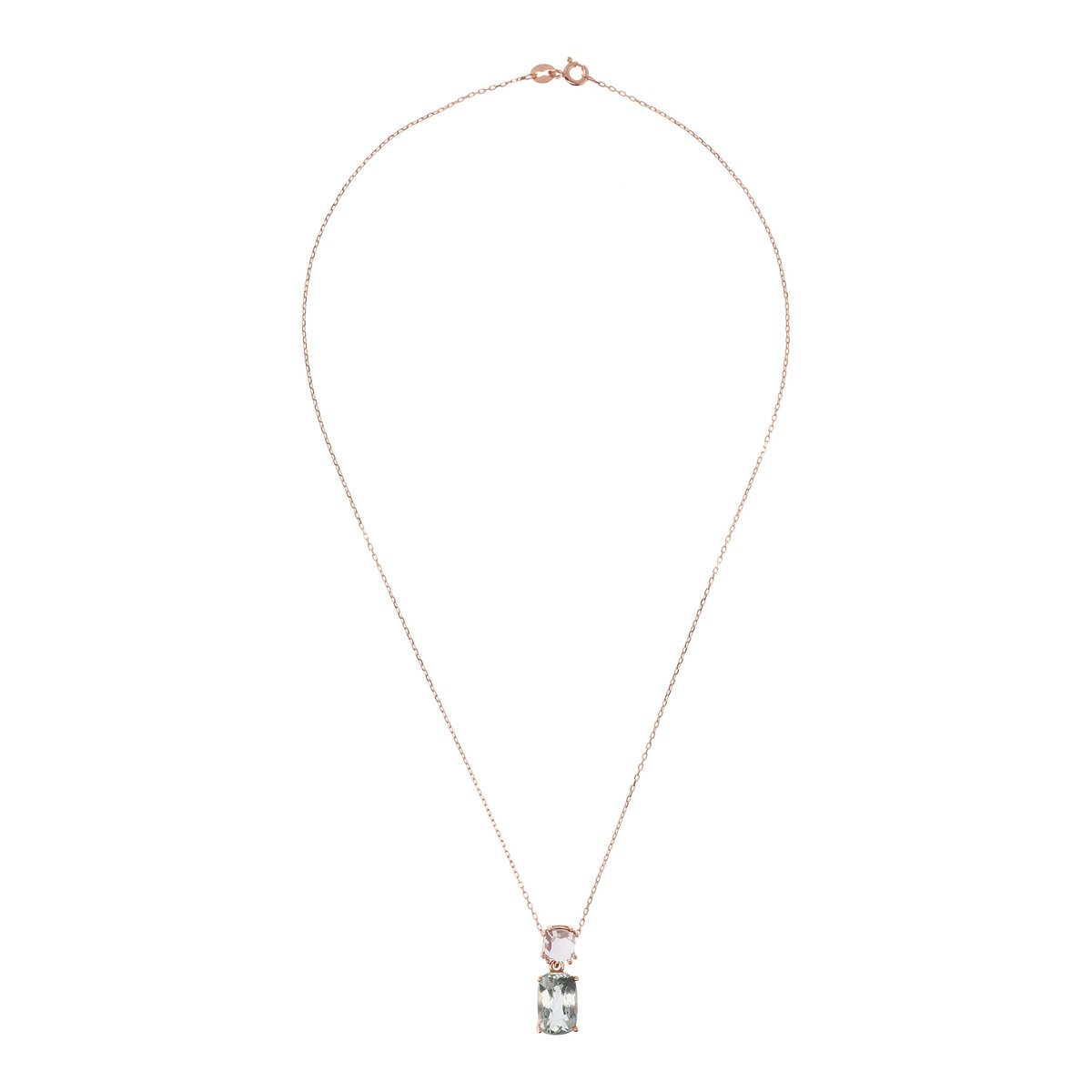 9Kt Gold Necklace with Rolo Chain and Natural Stone Pendant