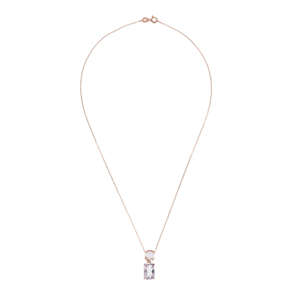 9Kt Gold Necklace with Rolo Chain and Natural Stone Pendant