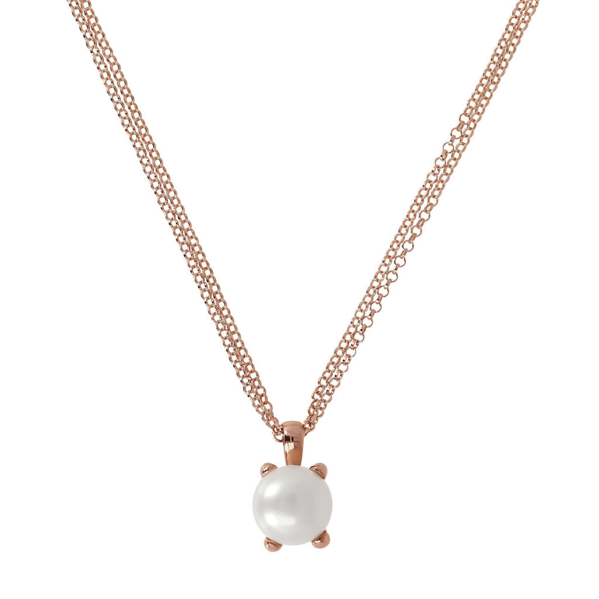 Double Multi-strand Necklace with White Freshwater Cultured Pearl Pendant