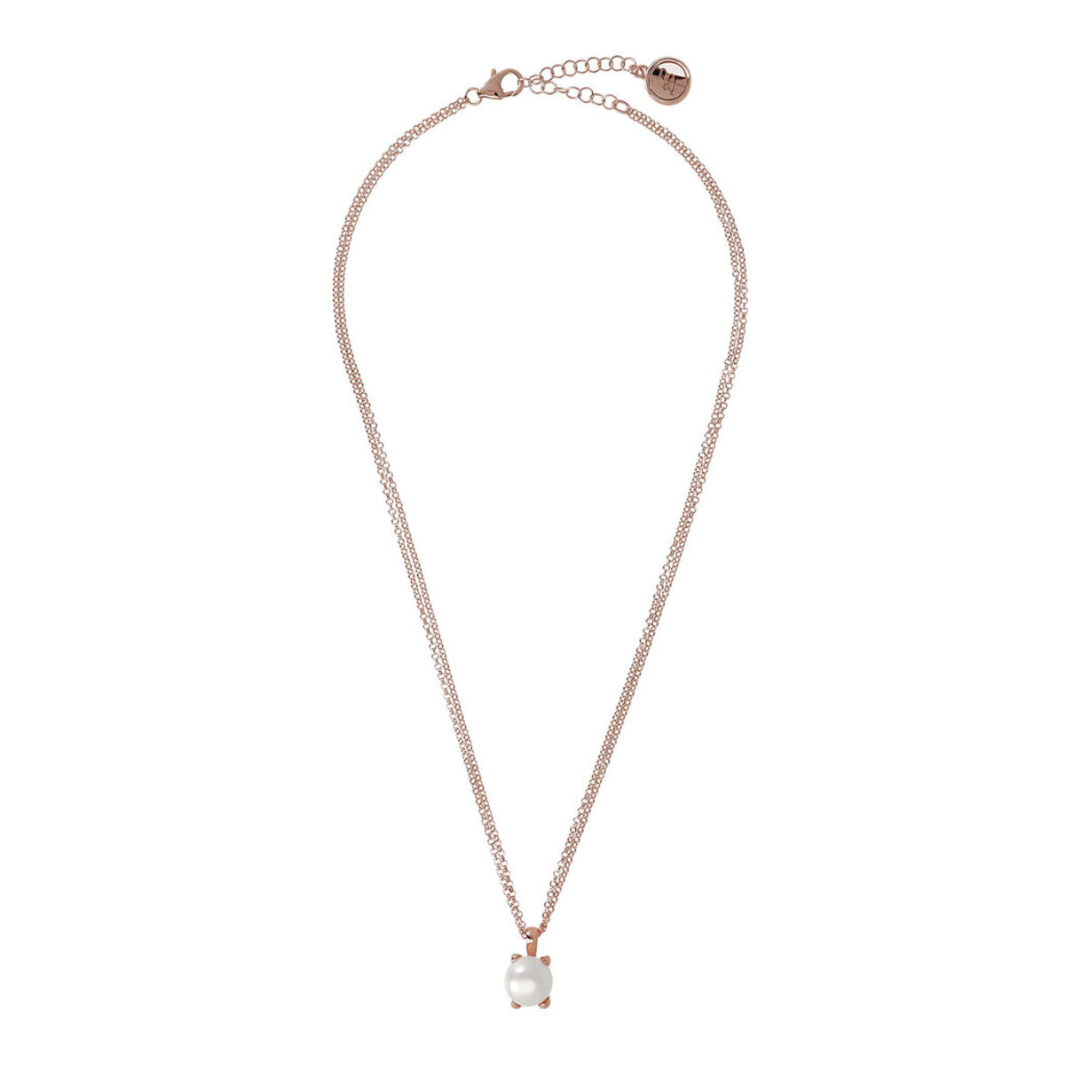 Double Multi-strand Necklace with White Freshwater Cultured Pearl Pendant