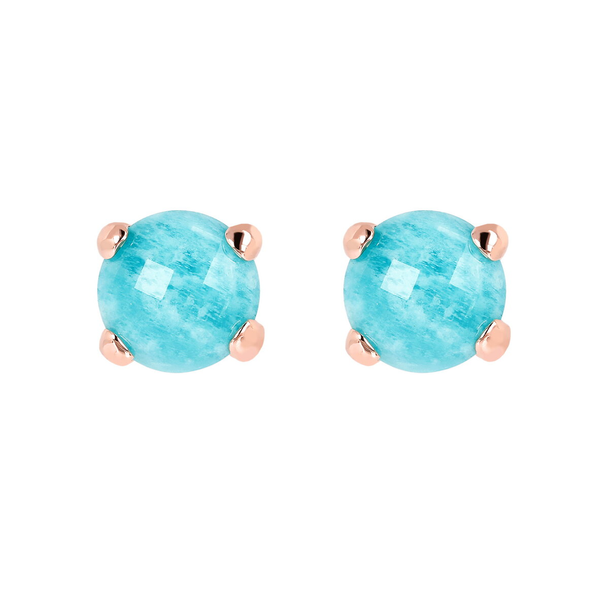 Button Earrings with Round Natural Stone
