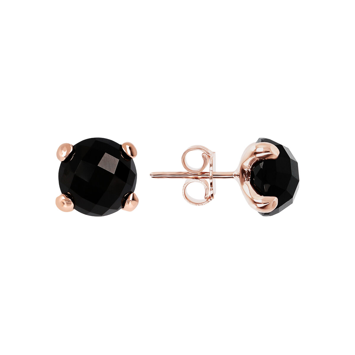Button Earrings with Round Natural Stone
