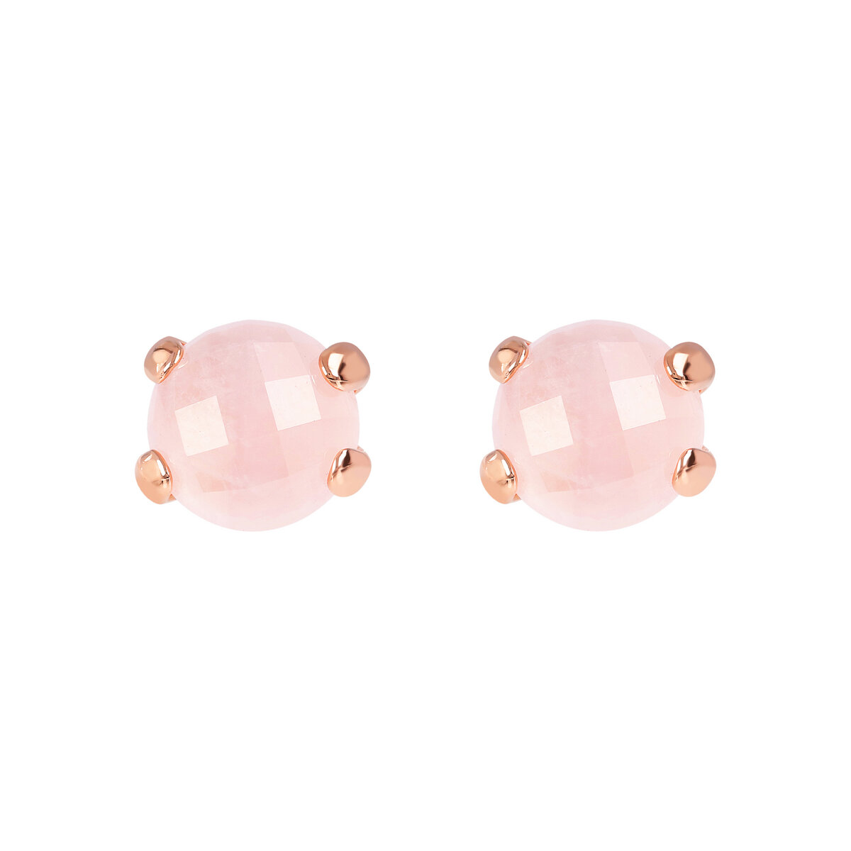 Button Earrings with Round Natural Stone