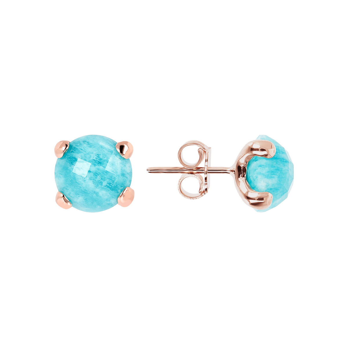 Button Earrings with Round Natural Stone