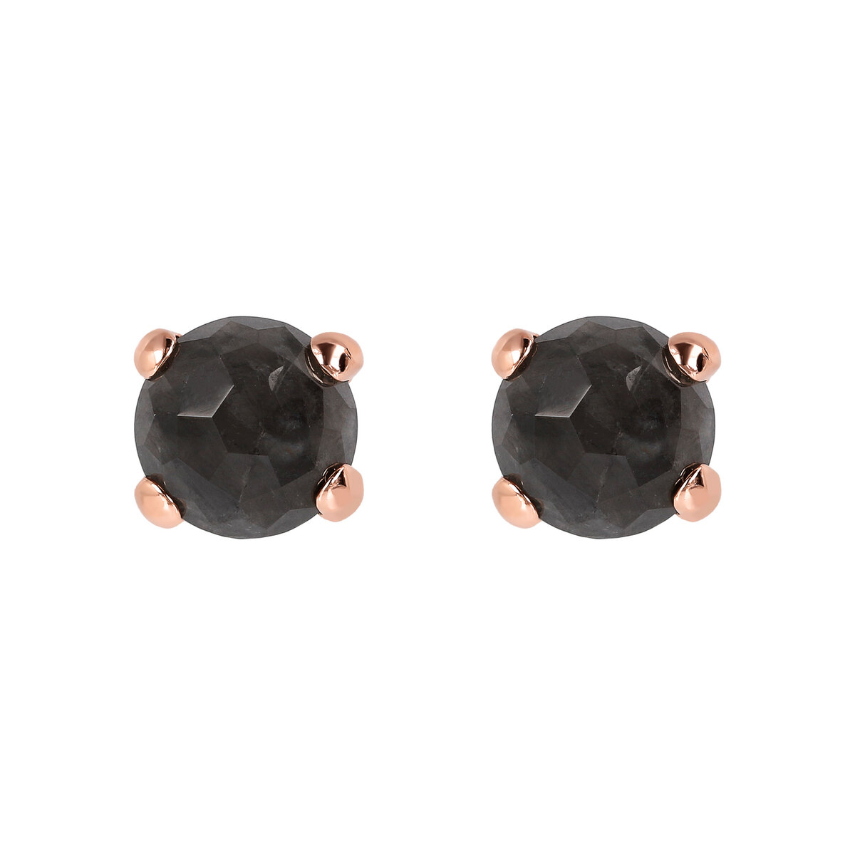 Button Earrings with Round Natural Stone