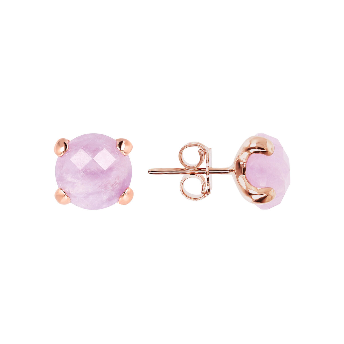 Button Earrings with Round Natural Stone