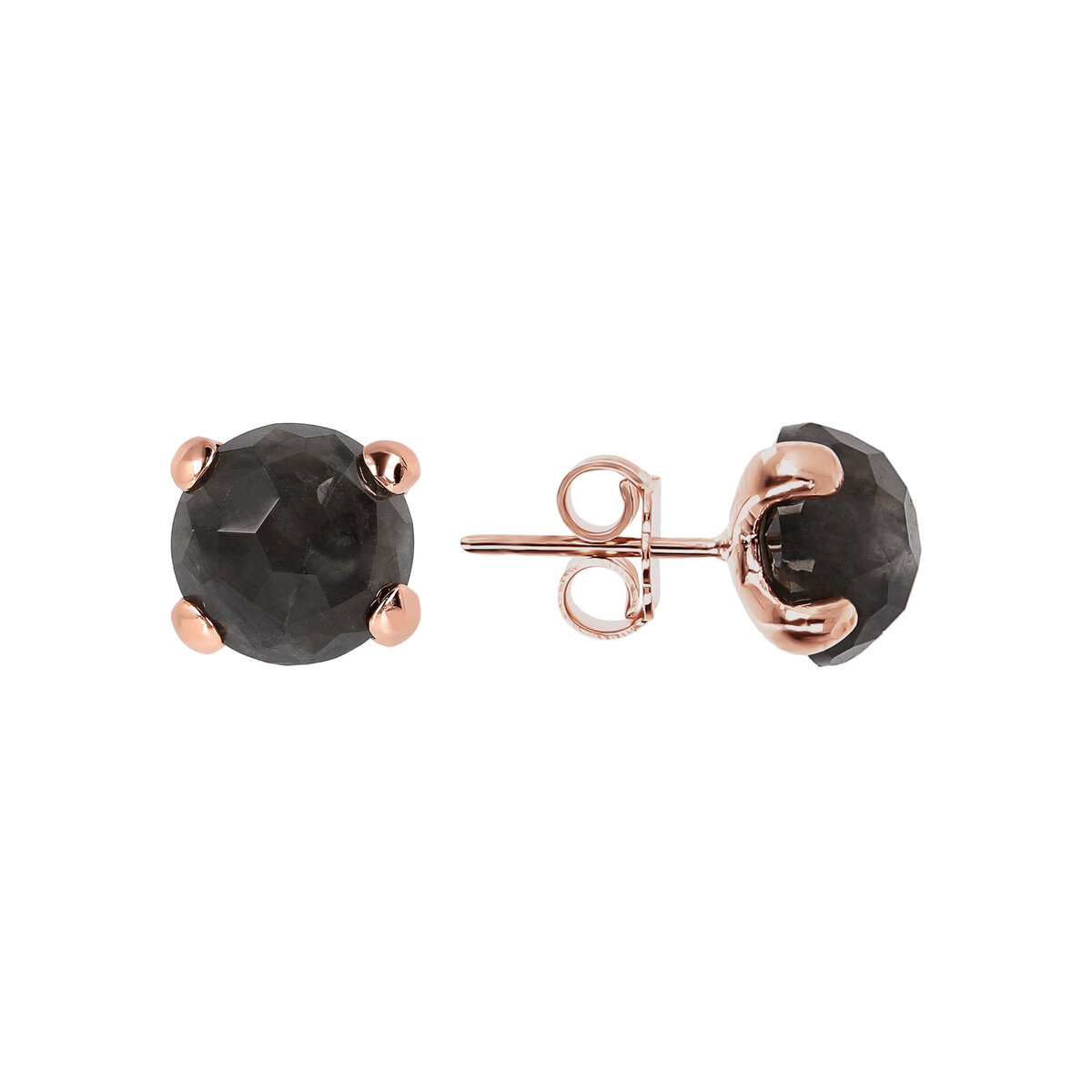 Button Earrings with Round Natural Stone