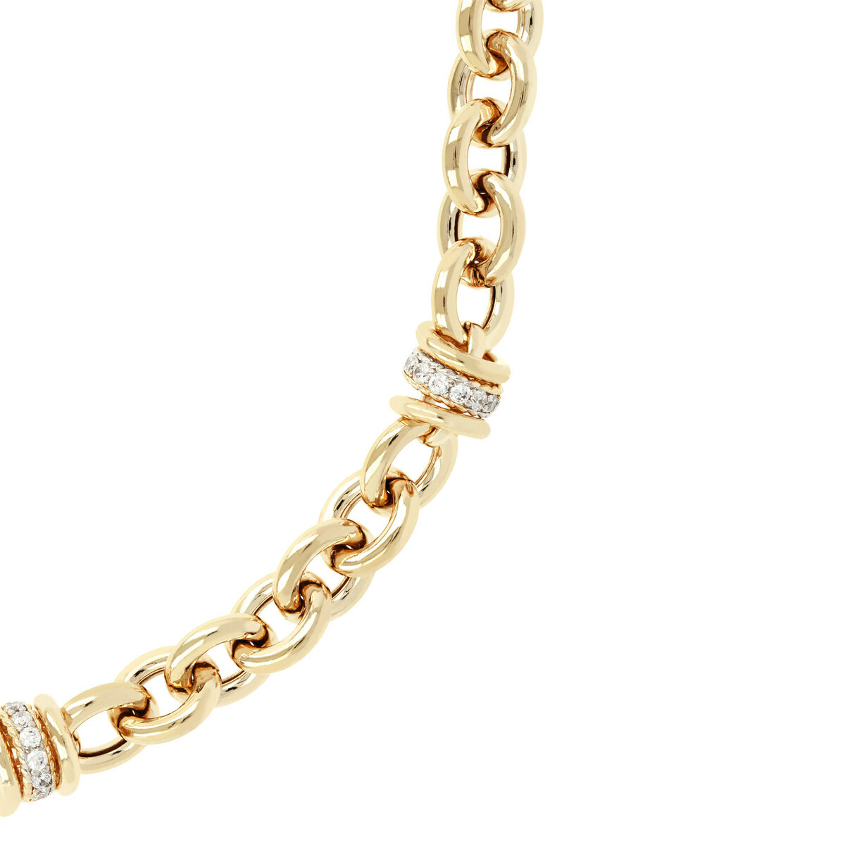 Golden Necklace with Rolo Chain and Pavé in Cubic Zirconia