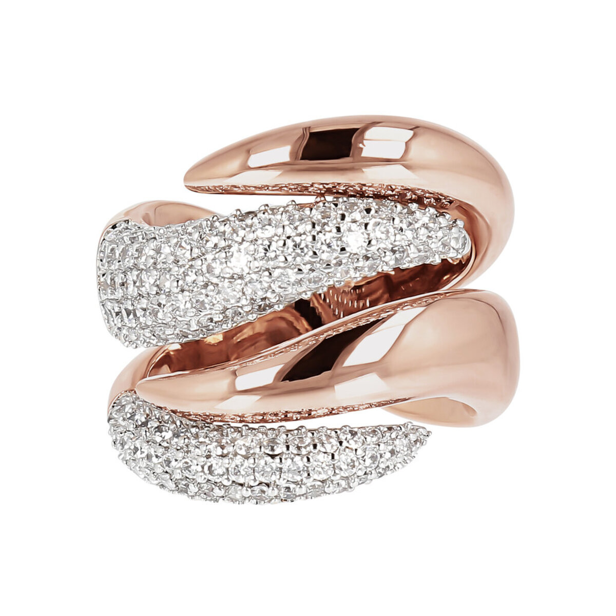 Contrarié Ring with Pavé in Cubic Zirconia