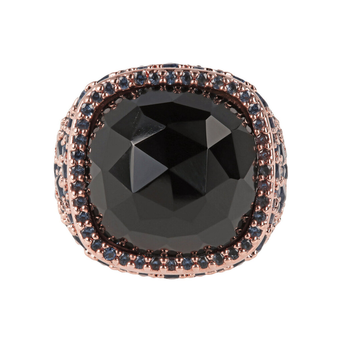 Chevalier Ring with Pavé Square Natural Stone and Cubic Zirconia