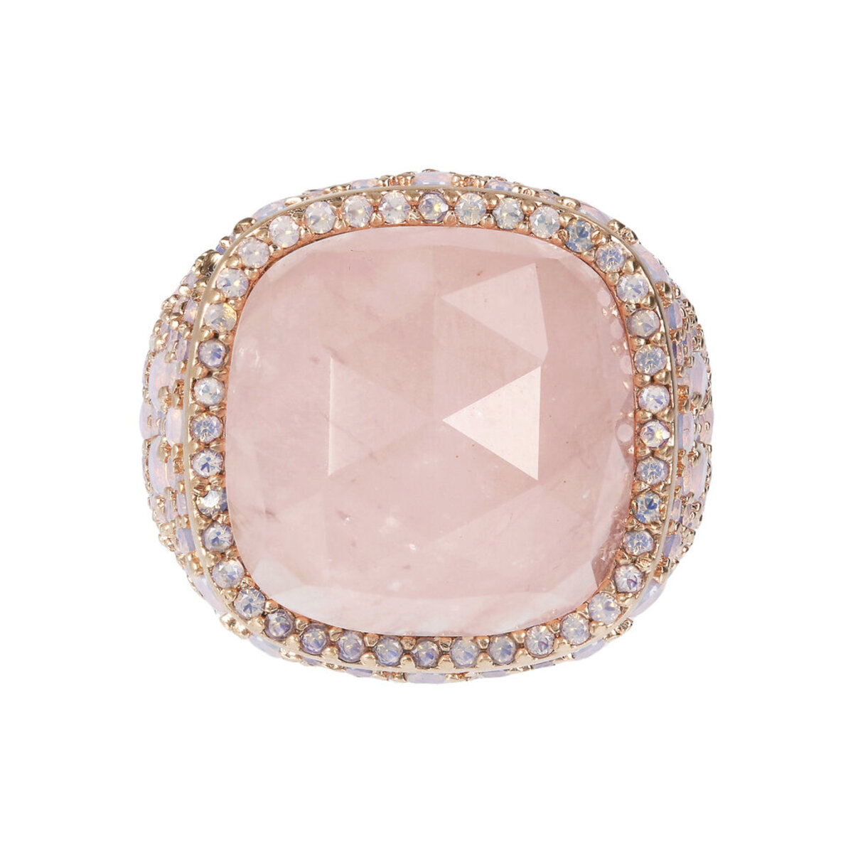 Chevalier Ring with Pavé Square Natural Stone and Cubic Zirconia