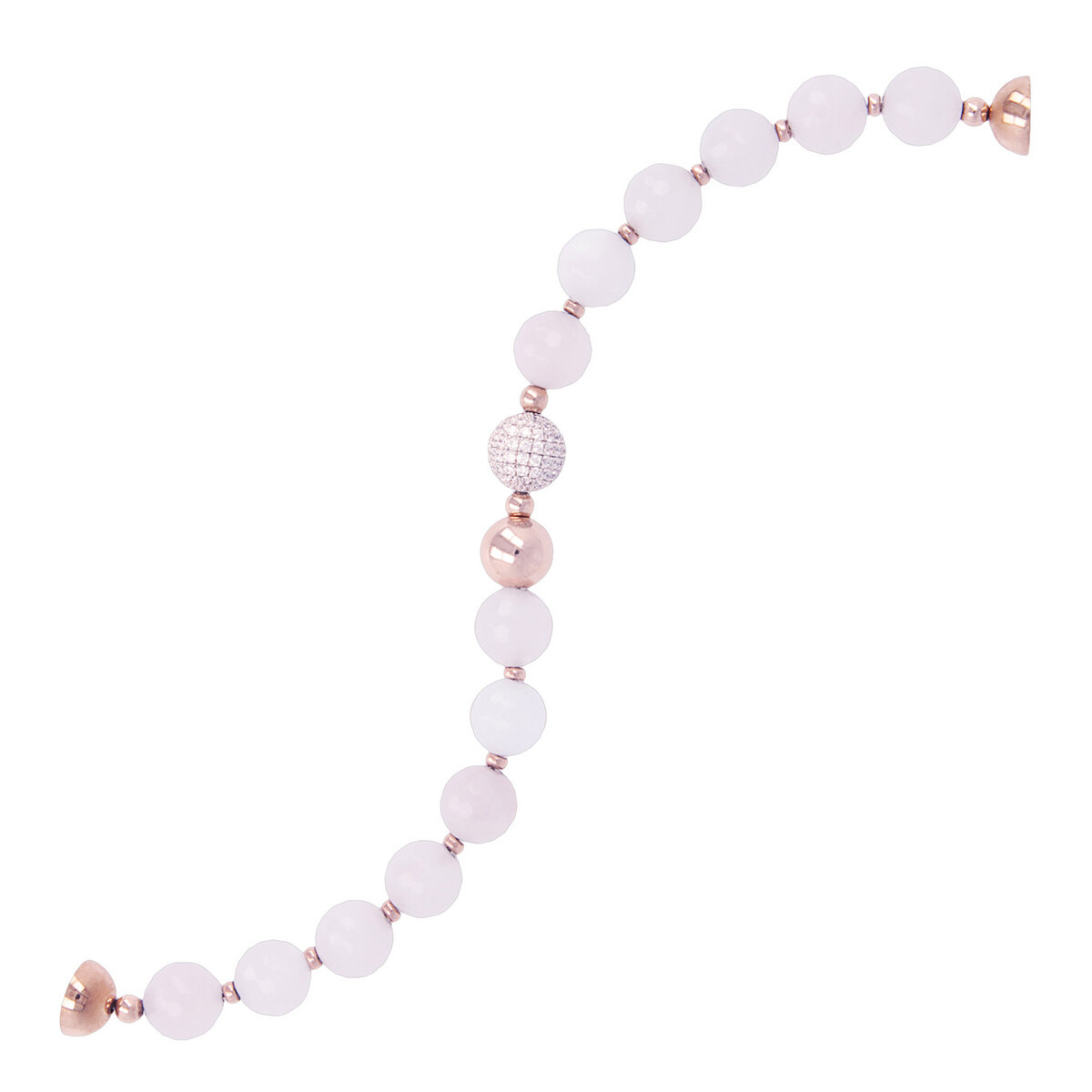 Bracelet with Spheres in Natural Stone and Pavé Element in Cubic Zirconia