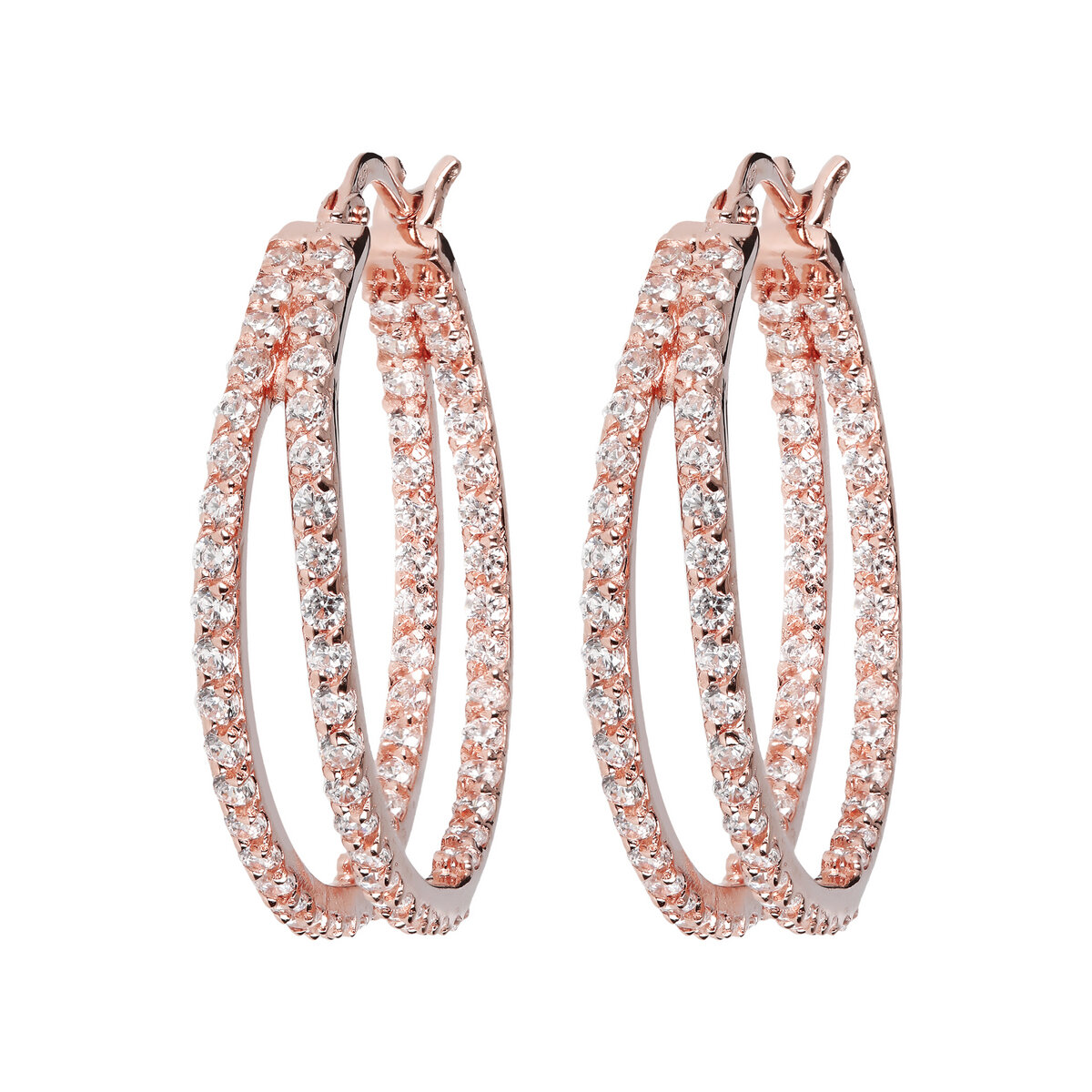 Double Hoop Earrings with Cubic Zirconia