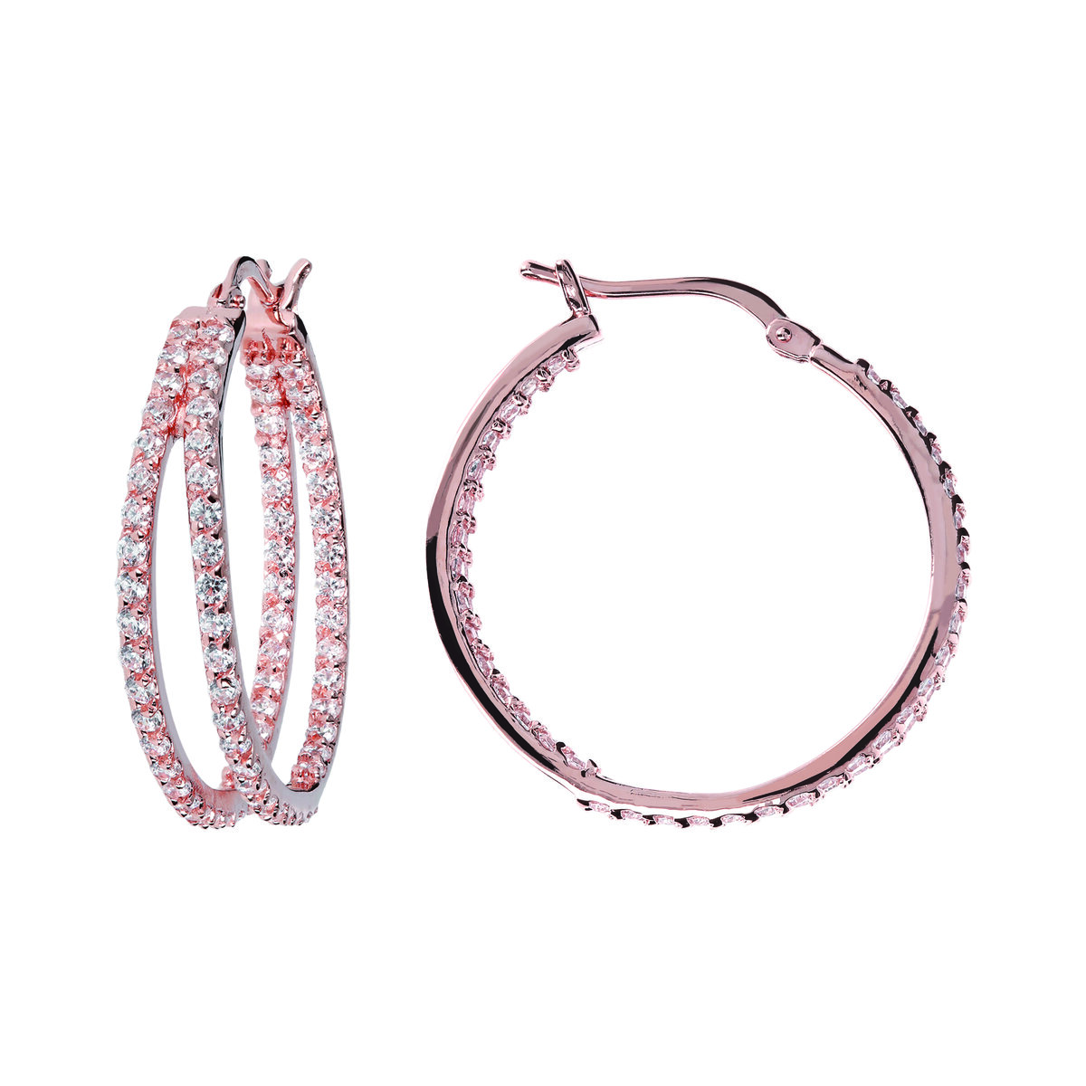 Double Hoop Earrings with Cubic Zirconia