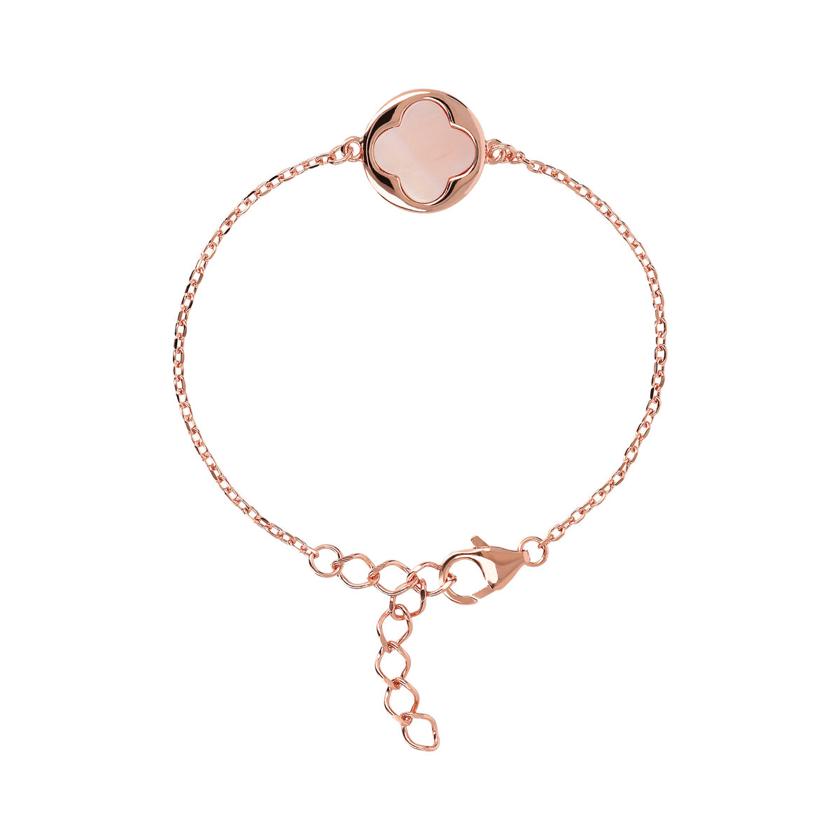 Bracelet with Four Leaf Clover Pendant in Natural Stone