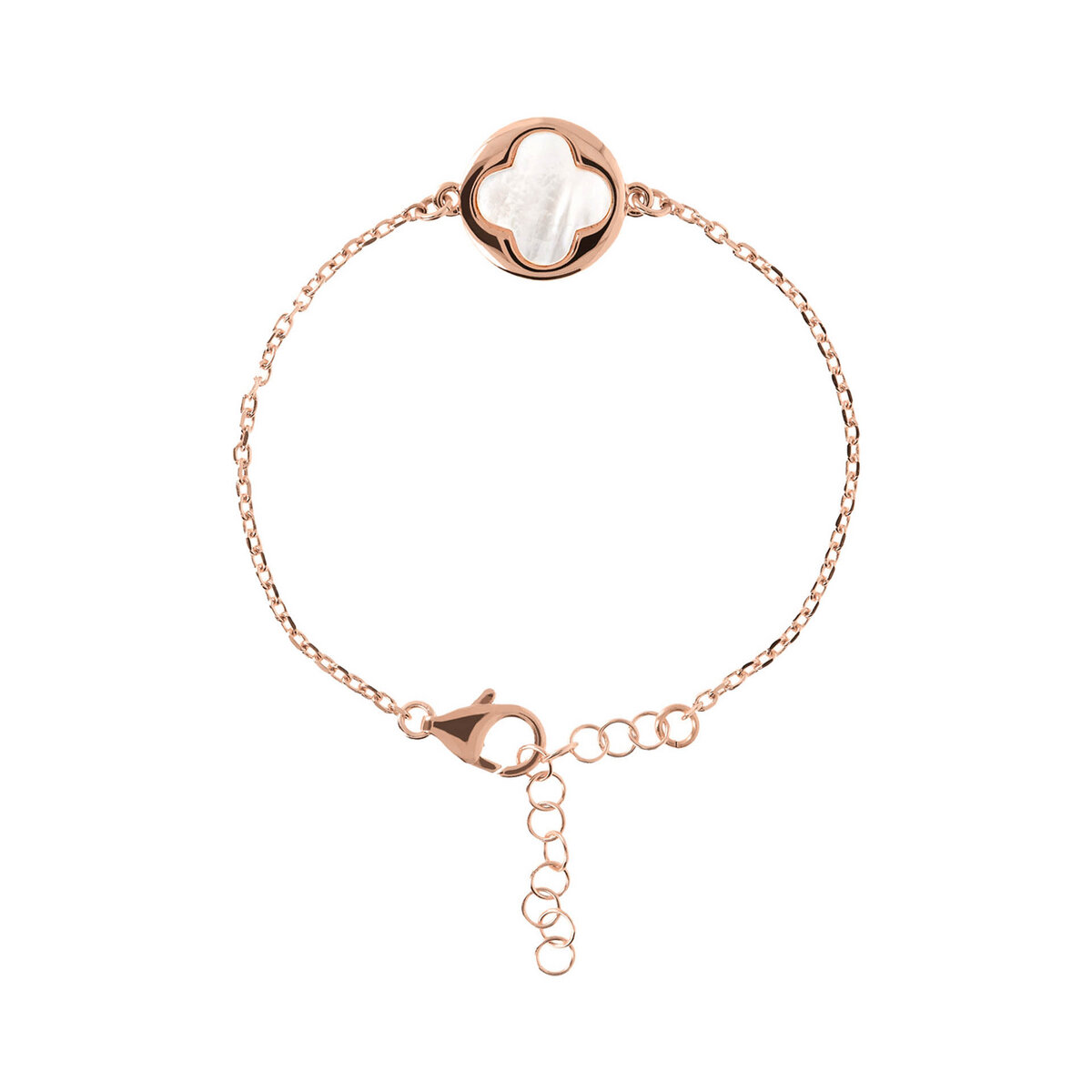 Bracelet with Four Leaf Clover Pendant in Natural Stone