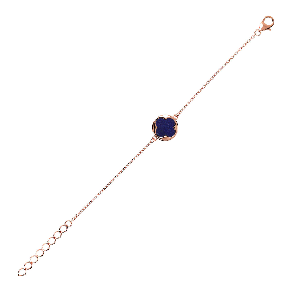 Bracelet with Four Leaf Clover Pendant in Natural Stone