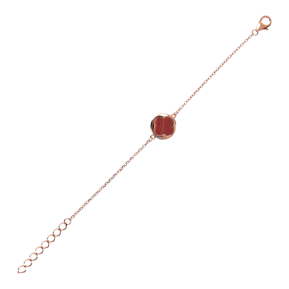 Bracelet with Four Leaf Clover Pendant in Natural Stone