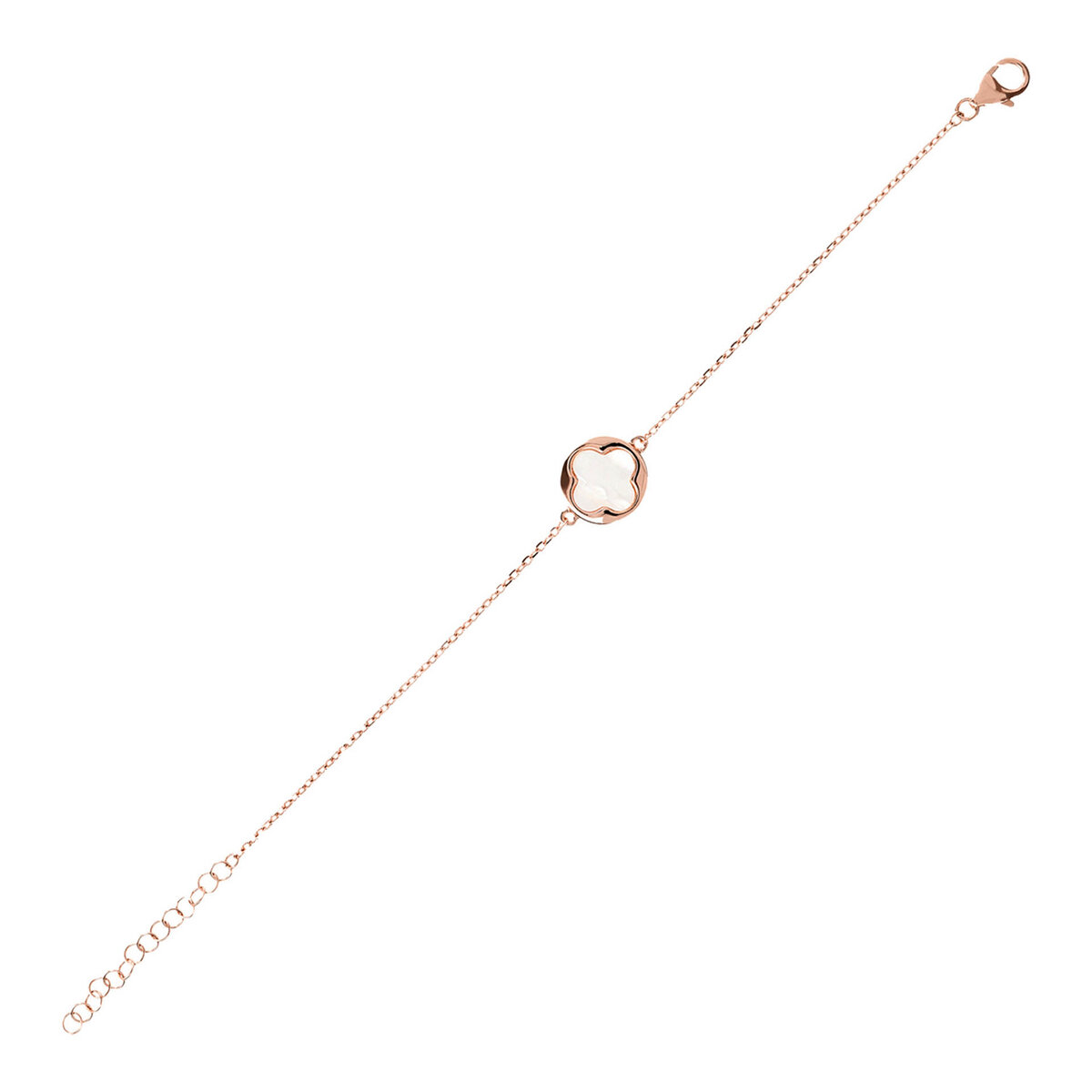 Bracelet with Four Leaf Clover Pendant in Natural Stone