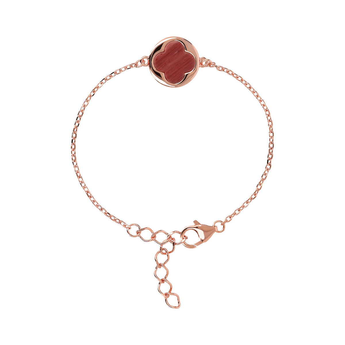 Bracelet with Four Leaf Clover Pendant in Natural Stone