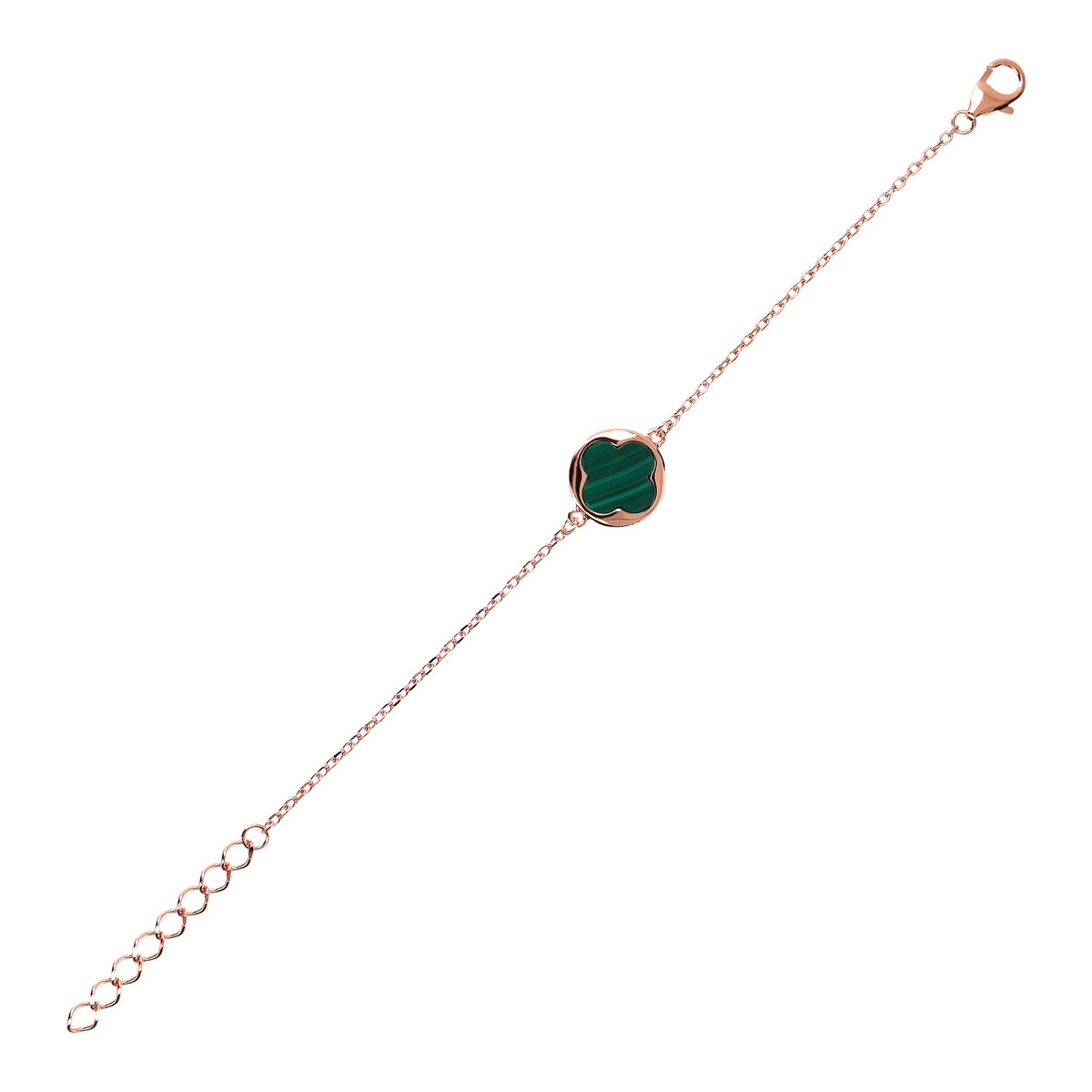 Bracelet with Four Leaf Clover Pendant in Natural Stone