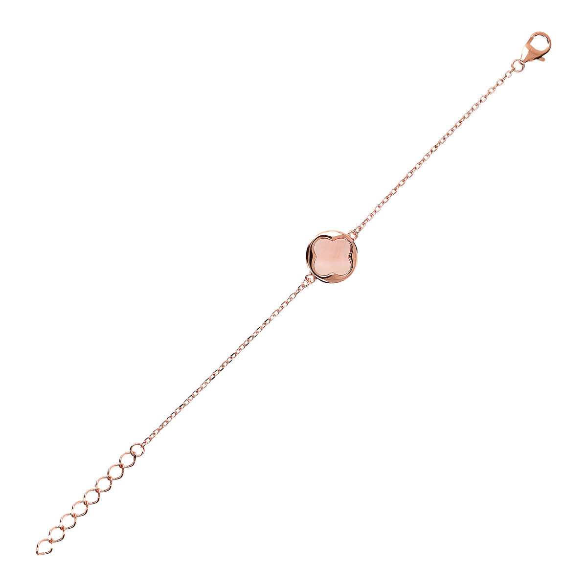 Bracelet with Four Leaf Clover Pendant in Natural Stone