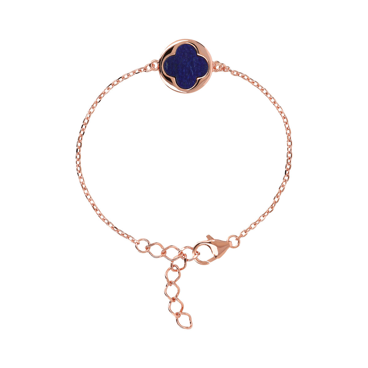Bracelet with Four Leaf Clover Pendant in Natural Stone