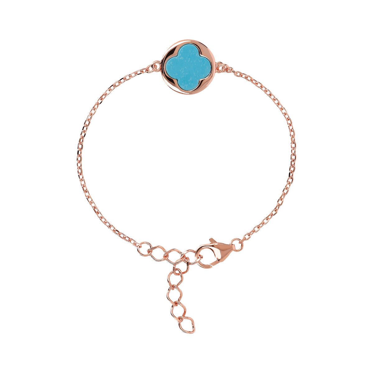 Bracelet with Four Leaf Clover Pendant in Natural Stone