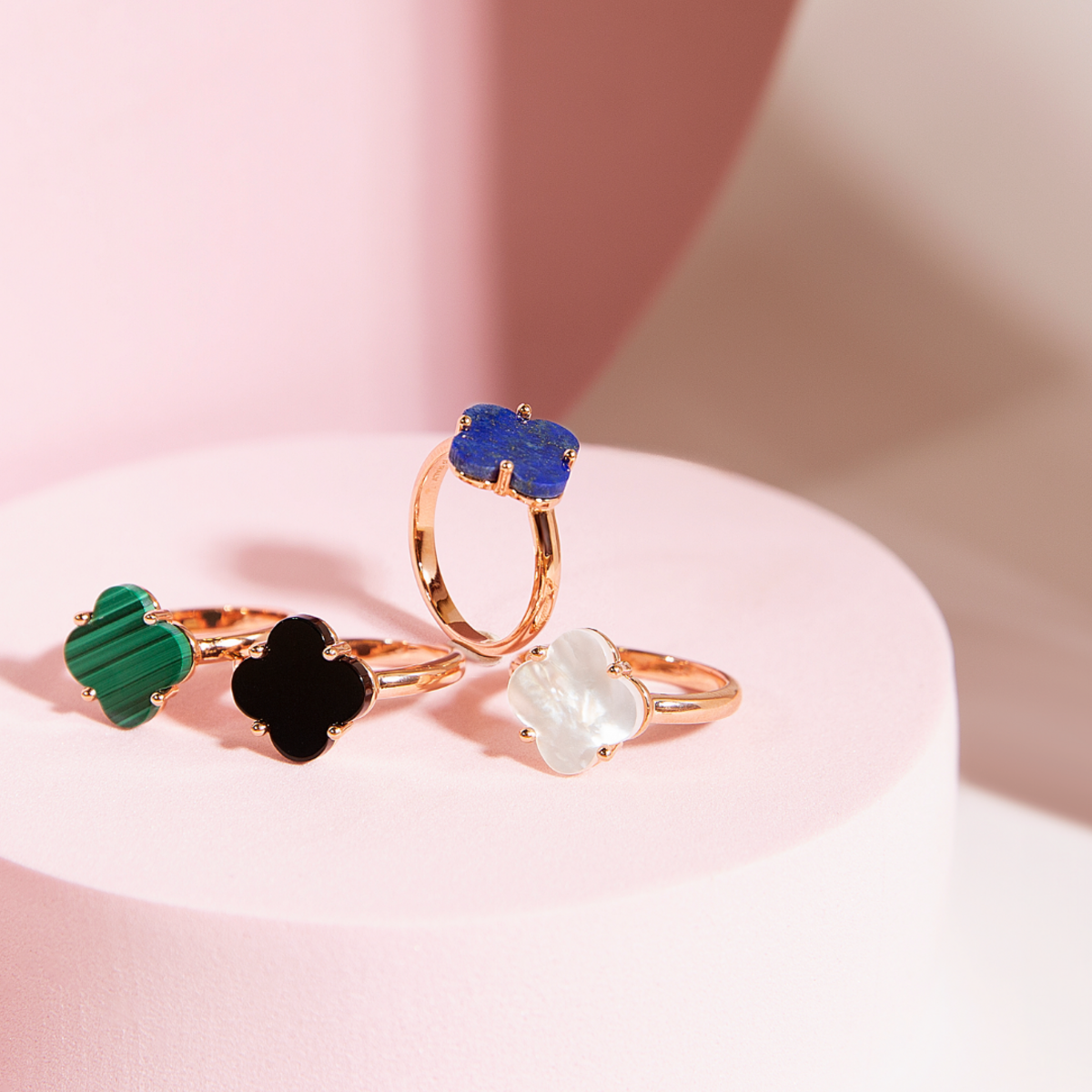 Cocktail Ring with Natural Stone Flower