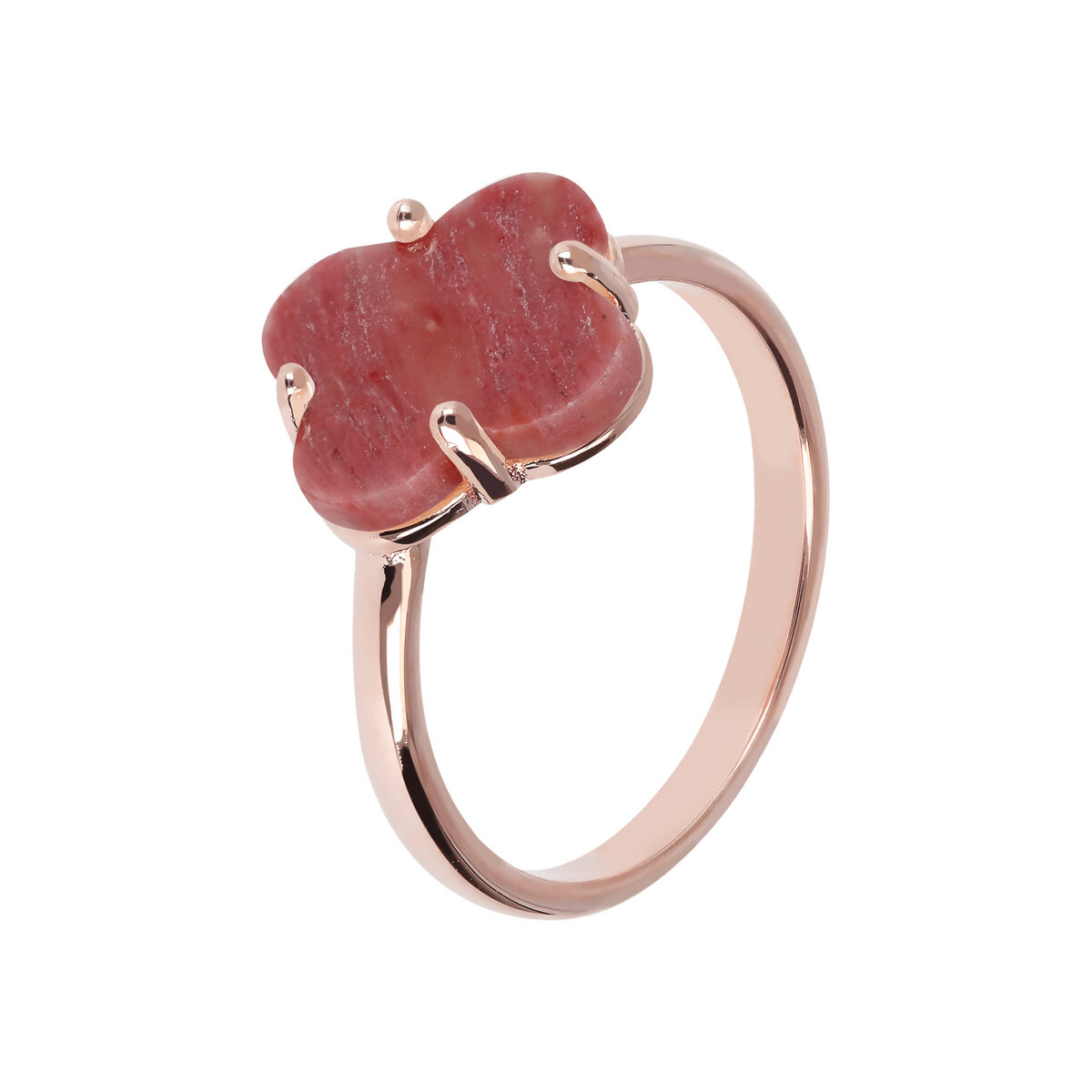 Cocktail Ring with Natural Stone Flower
