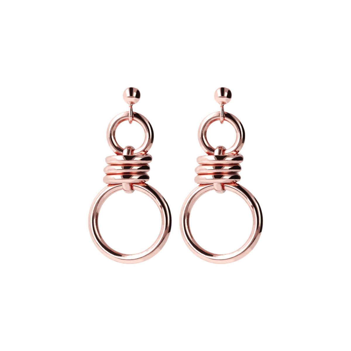Double Ring Pendant Earrings with Knot