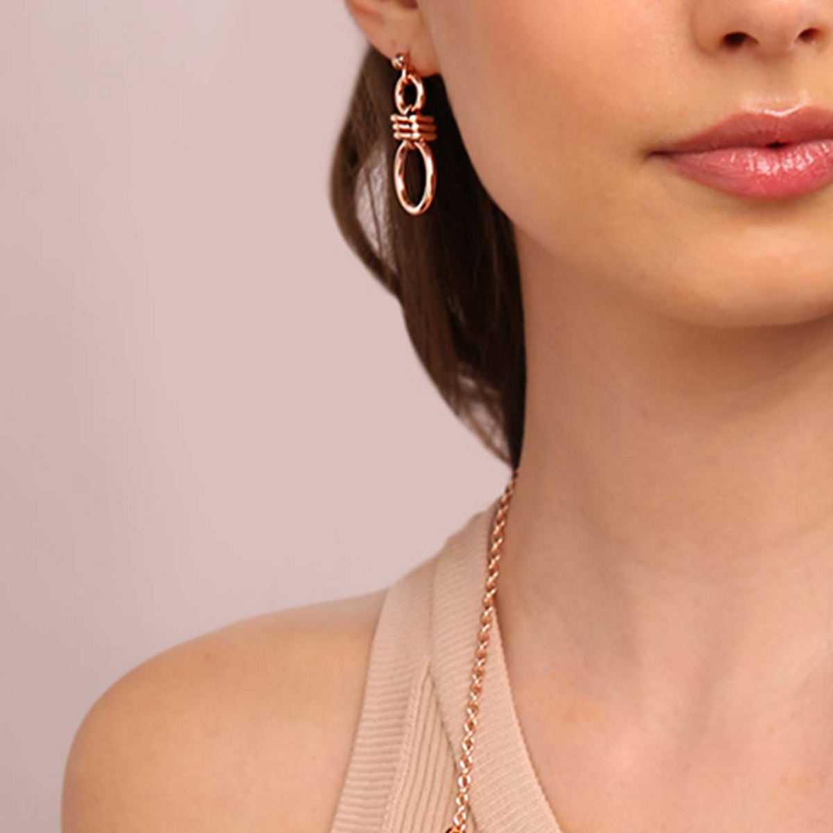 Double Ring Pendant Earrings with Knot