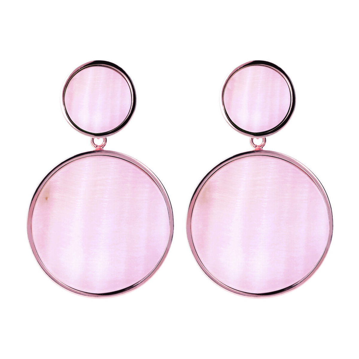 Double Disc Pendant Earrings with Natural Stone or Mother of Pearl