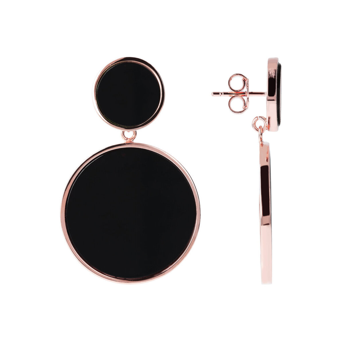 Double Disc Pendant Earrings with Natural Stone or Mother of Pearl