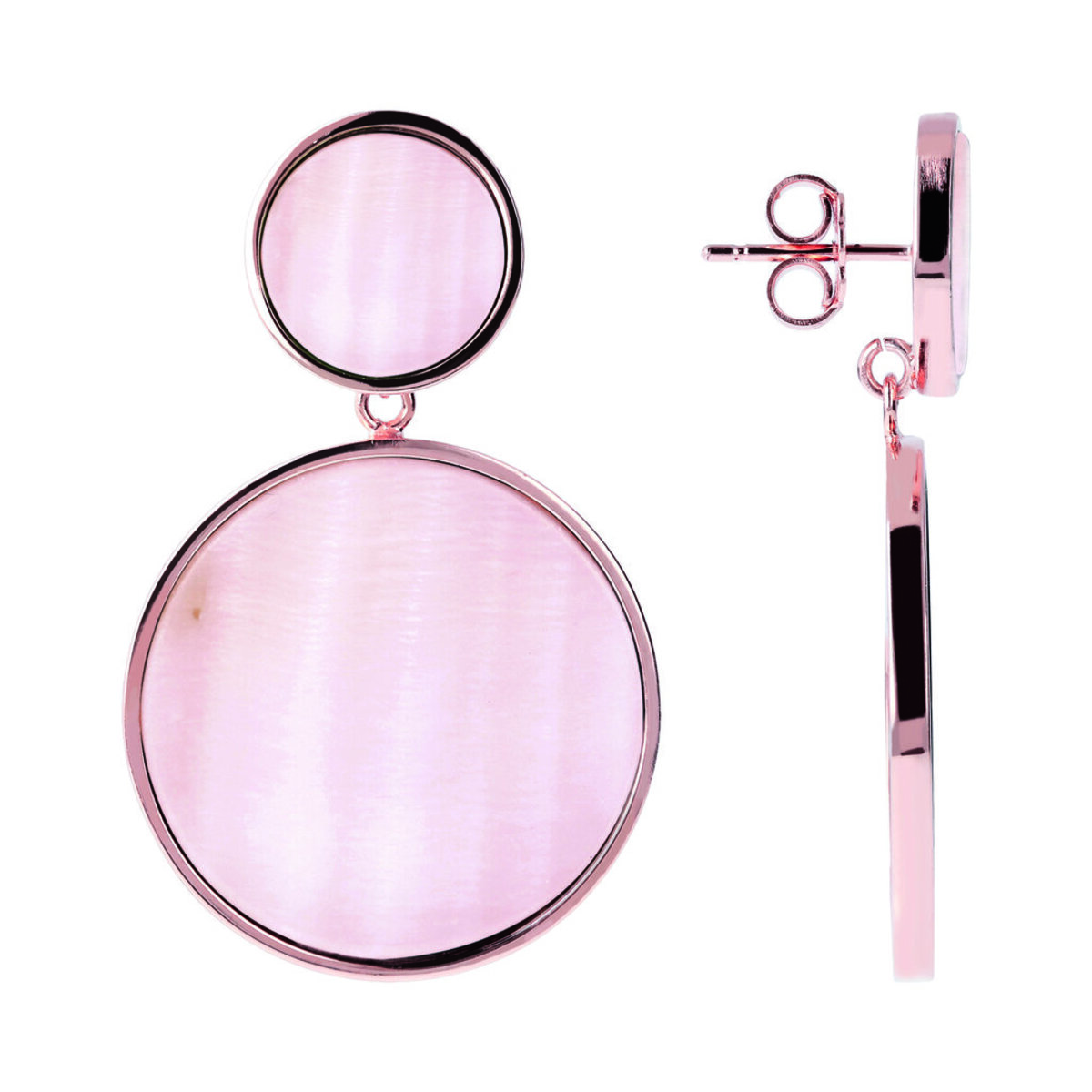 Double Disc Pendant Earrings with Natural Stone or Mother of Pearl