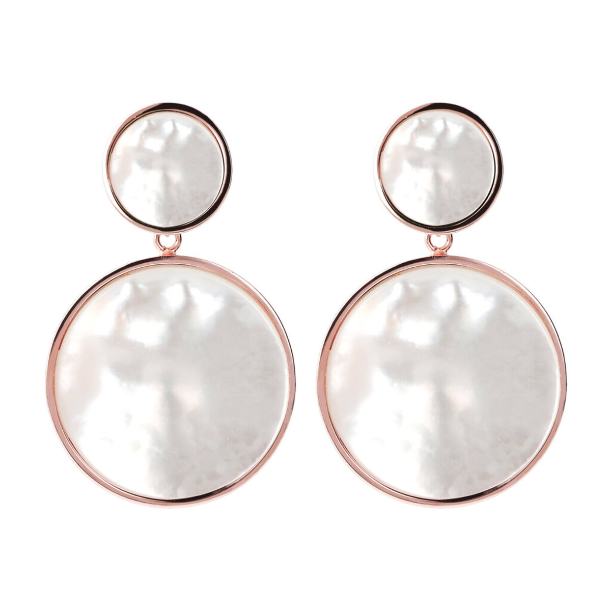 Double Disc Pendant Earrings with Natural Stone or Mother of Pearl